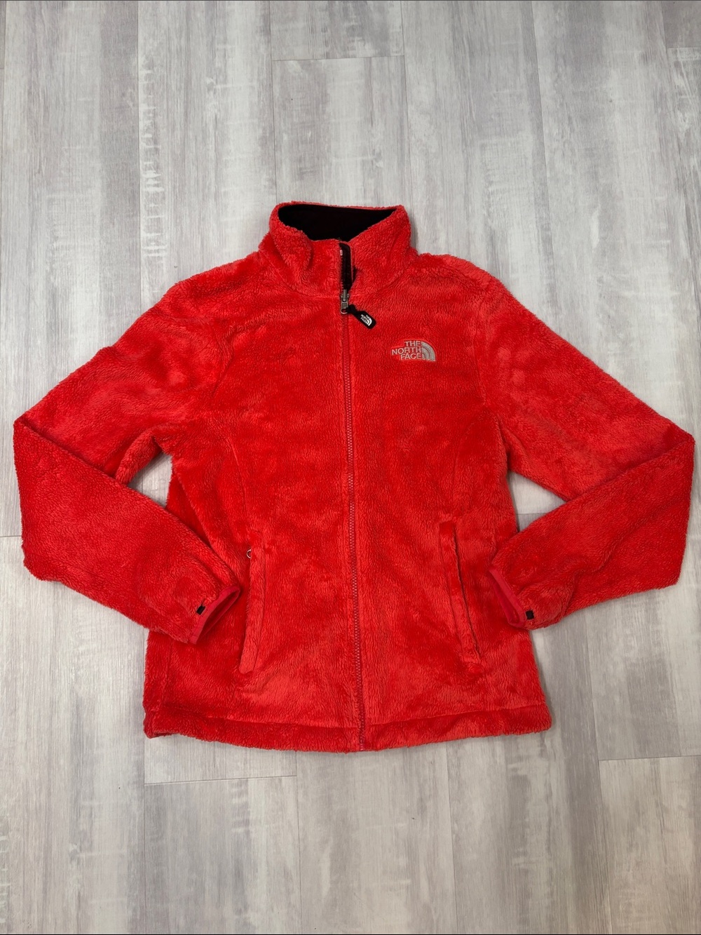 The North Face Bright Red/Deep Orange Plush Full-Zip Women's Jacket Small